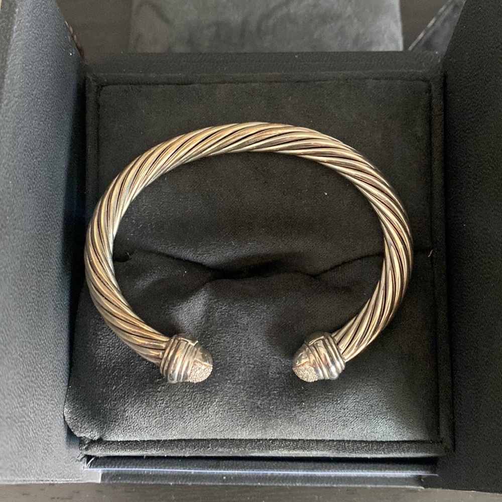 David Yurman sterling silver pave diamond bracelet
